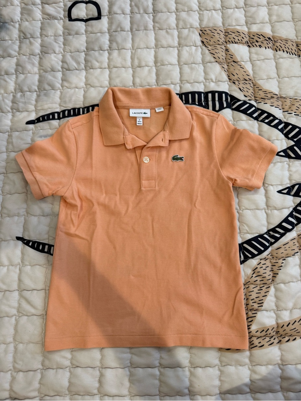 Lacoste Kids Peach-Orange Polo with Crocodile Logo